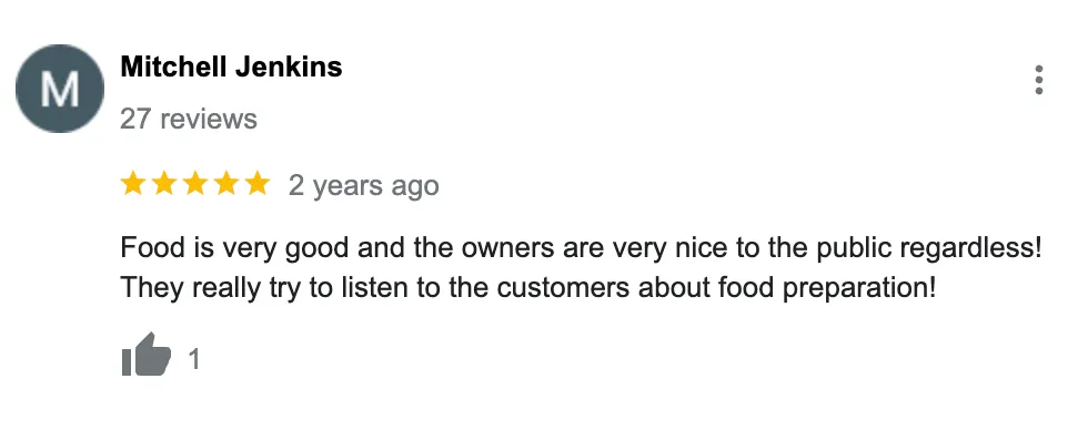 Customer Service Review Example