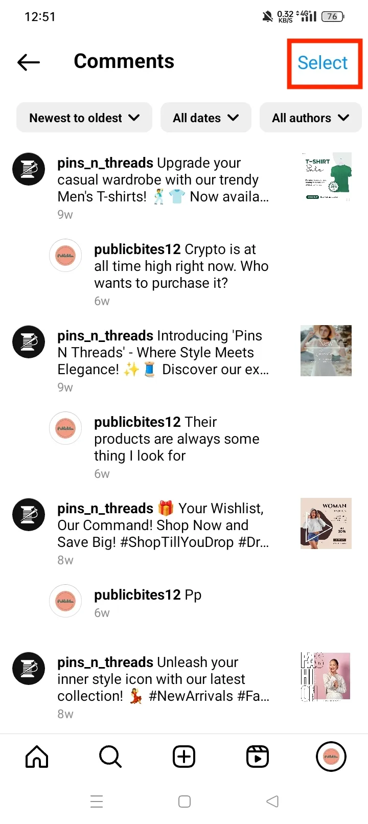 How To Delete All Instagram Comments: On Mobile Step 4
