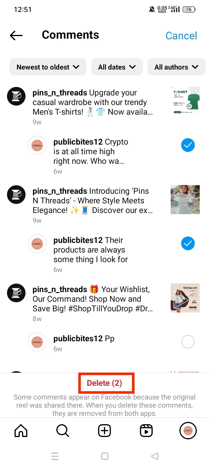 How To Delete All Instagram Comments: On Mobile Step 5