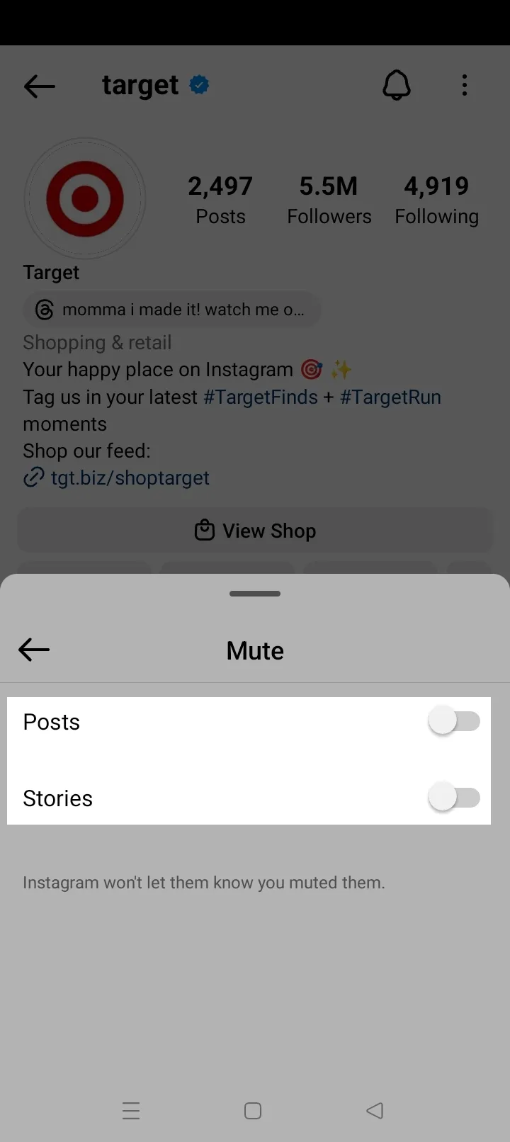 How To Mute Someone On Instagram: On Mobile Step 4