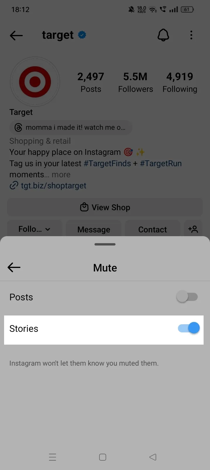 How To Mute Someone’s Story On Instagram Step 4