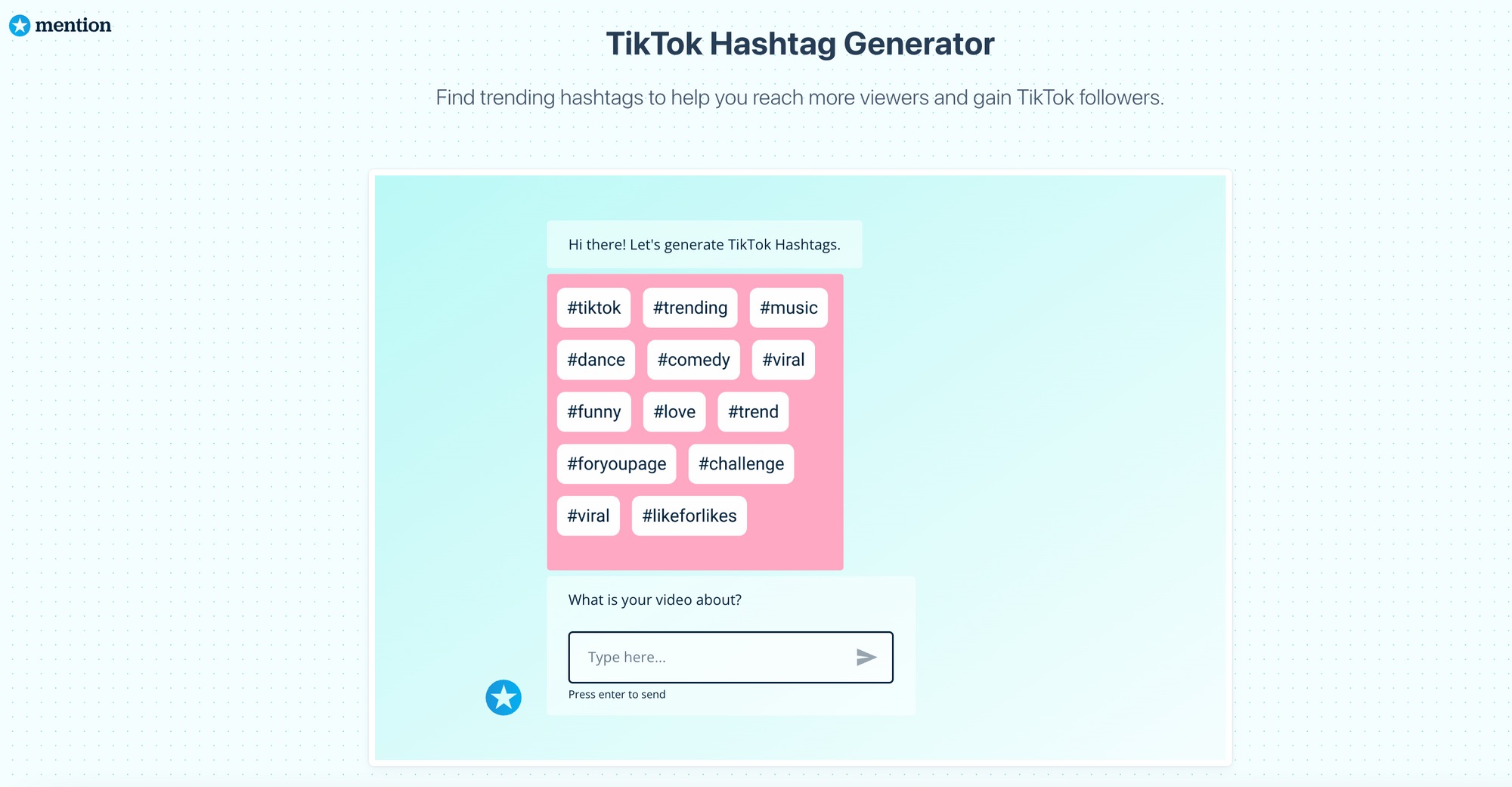 Mention's TikTok Hashtag Generator